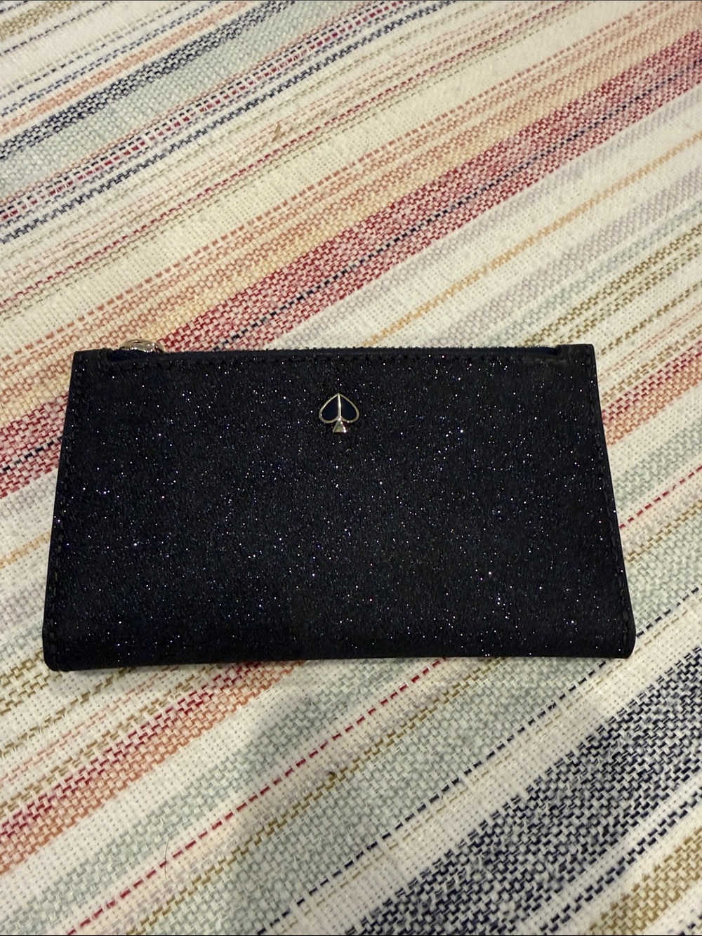 kate spade glitter zip-around wallet